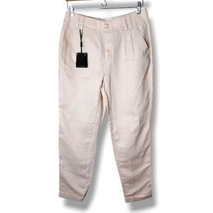 Massimo Dutti NWT Linen Pleated Tapered Pants | Blush Pink | Sz 6